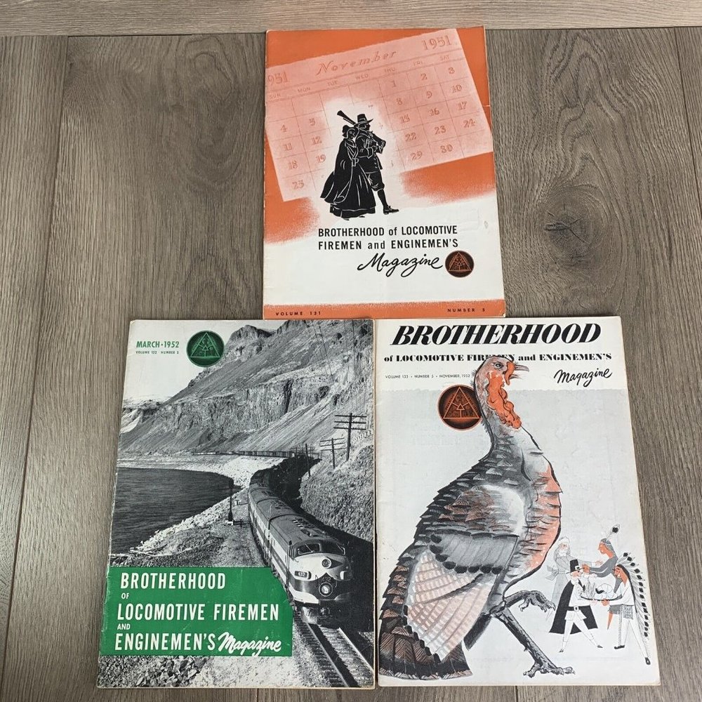 Brotherhood of Locomotive Firemen and Enginemen's Magazine 1951 1952 Lot Of 3